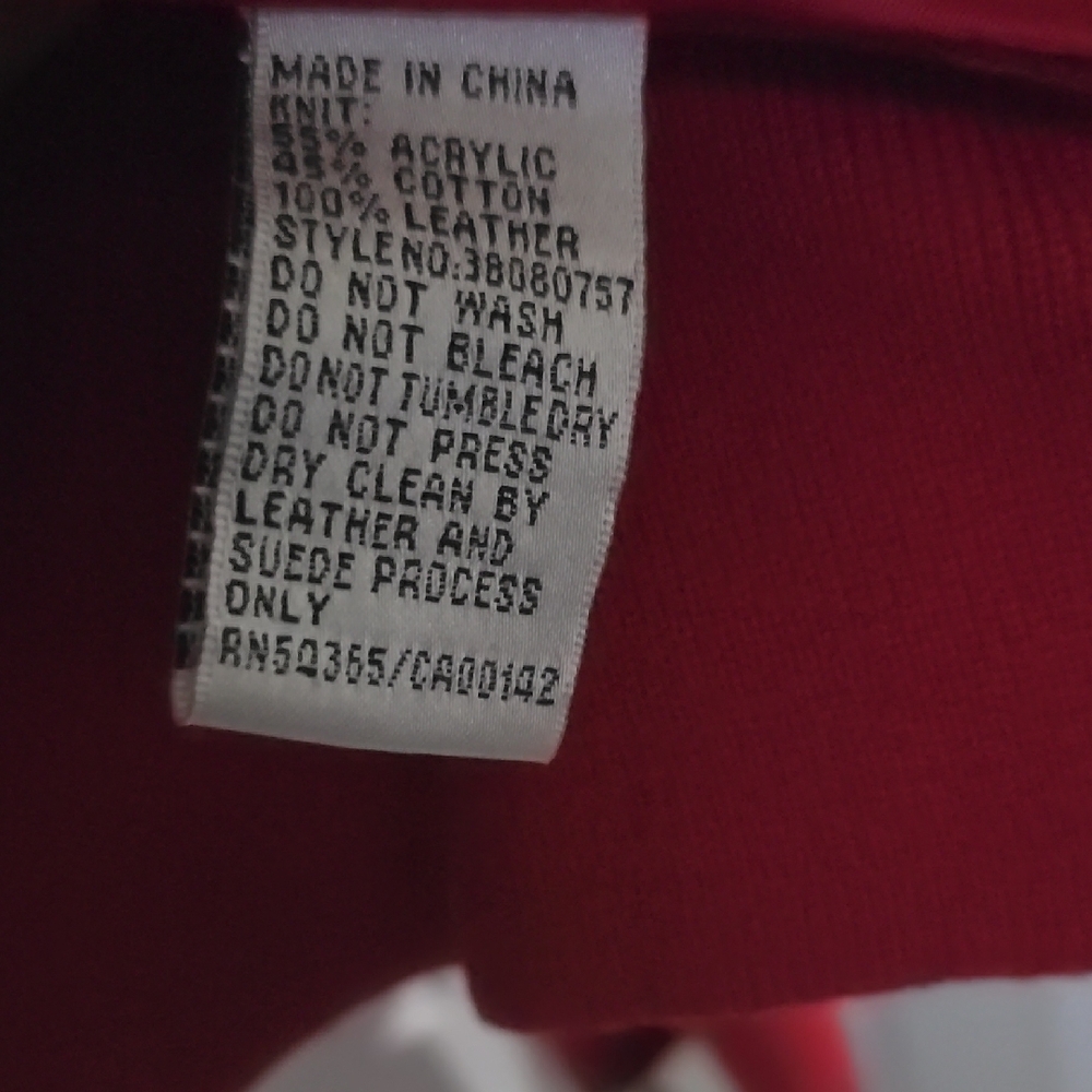 Red Leather Ruffle-Trim Jacket - Picture 5 of 7